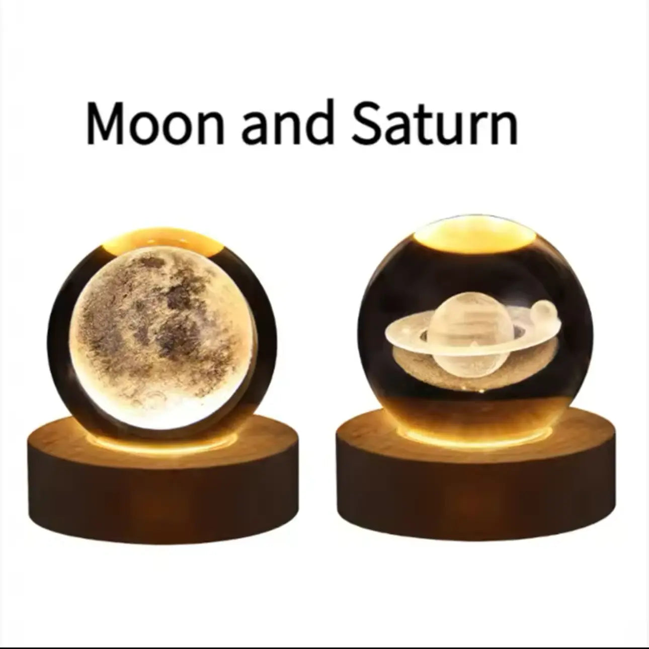 Unique 3D Saturn Crystal Ball Lamp -  USB Night Light Lamp