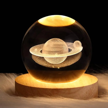 Unique 3D Saturn Crystal Ball Lamp -  USB Night Light Lamp